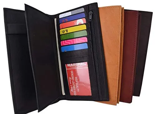 Womens Genuine Leather Checkbook Cover Wallet Organizer with Credit Card Holder for Ladies