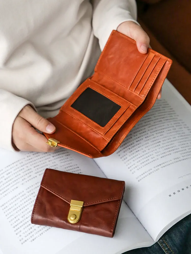 Womens Leather Bifold Wallet Small Leather Wallet
