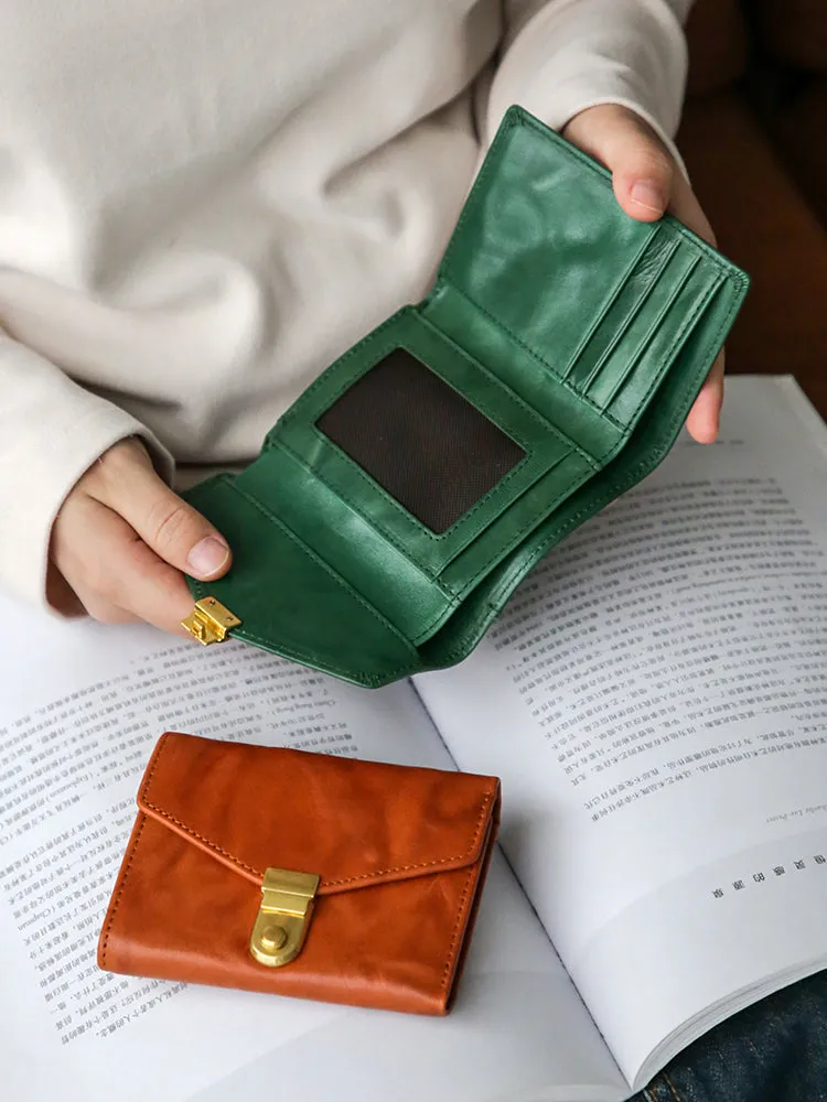 Womens Leather Bifold Wallet Small Leather Wallet