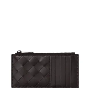 Zip Cardholder Intrecciato, Fondente